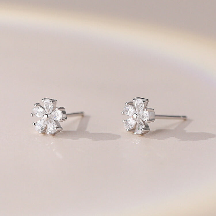 フラワーストーンピアス Silver999 シルバー ゴールド ピアス フラワー お花 アレルギー対応 20G シンプル かわいい 華奢 レディース 女性 金属アレルギー