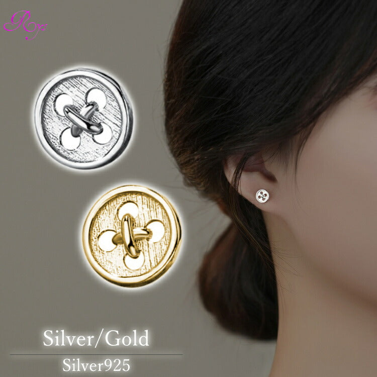 ボタンピアス シルバー ゴールド Silver925 ユニーク ピアス 金属アレルギー 20G 個性 ボタン レディース メンズ 男性 女性 面白い 変わり