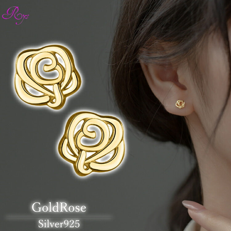 薔薇のピアス Silver925 ゴールド 金属アレルギー ピアス 20G 小さい レディース 女性 バラ 薔薇 花 フラワー 小さいピアス 大人 かわいい 高見え カジュアル フォーマル