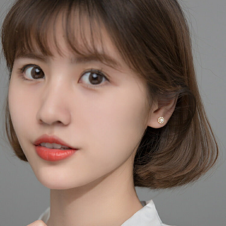 パールとキュービックジルコニアのサークルピアス シルバー ゴールド ピアス 925 フォーマル カジュアル レディース 小さめ おしゃれ 結婚式 普段遣い 上品