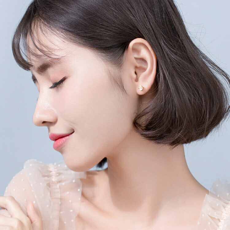 1粒キュービックジルコニアの惑星ピアス シルバー925 シルバー ゴールド アレルギー対応 シンプル ピアス キュービックジルコニア 天体 惑星 宇宙 星