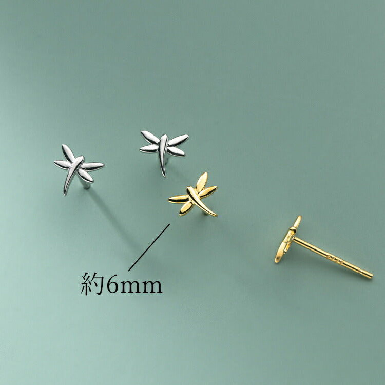 【シンプルなとんぼモチーフのピアス】 シルバー925 ピアス とんぼ ゴールド シルバー 蜻蛉 トンボ 夏 秋 シンプル メンズ レディース