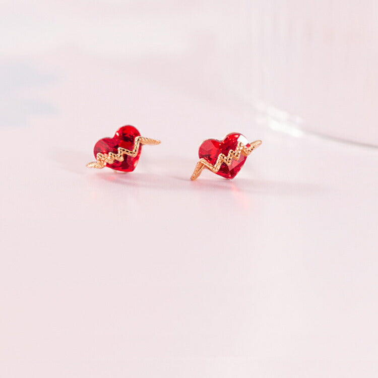 【電撃ハートのピアス】 キュービックジルコニア シルバー925芯 ピアス シルバー ローズ 金属アレルギー対応 レディース ハート 女性 可愛い びりびり 電撃