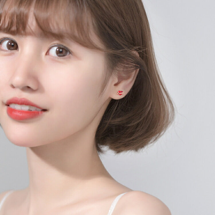 【電撃ハートのピアス】 キュービックジルコニア シルバー925芯 ピアス シルバー ローズ 金属アレルギー対応 レディース ハート 女性 可愛い びりびり 電撃