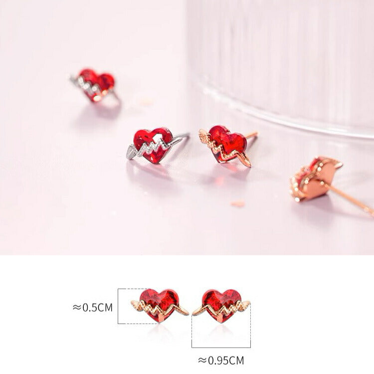 【電撃ハートのピアス】 キュービックジルコニア シルバー925芯 ピアス シルバー ローズ 金属アレルギー対応 レディース ハート 女性 可愛い びりびり 電撃