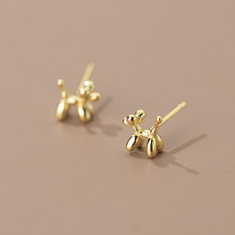 【バルーンドッグモチーフピアス】 シルバー925 ピアス 犬 ドッグ バルーン モチーフ シンプル 金属アレルギー対応 シルバー ゴールド 動物