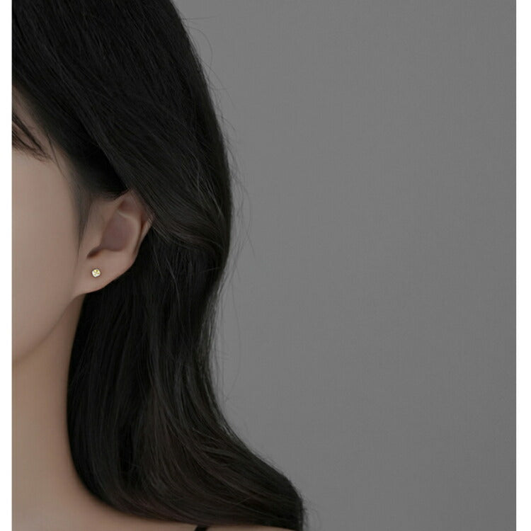 【イエローキュービックジルコニアピアス】 シルバー925 ピアス シンプル ミニ 小さい 小さめ キュービックジルコニア 金属アレルギー対応 イエロー シルバー ゴールド スクエア 四角