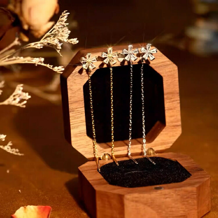 【フラワーチェーンピアス】 キュービックジルコニア ピアス シルバー925 揺れる チェーンピアス チェーン フラワー 花 シルバー ゴールド レディース 女性