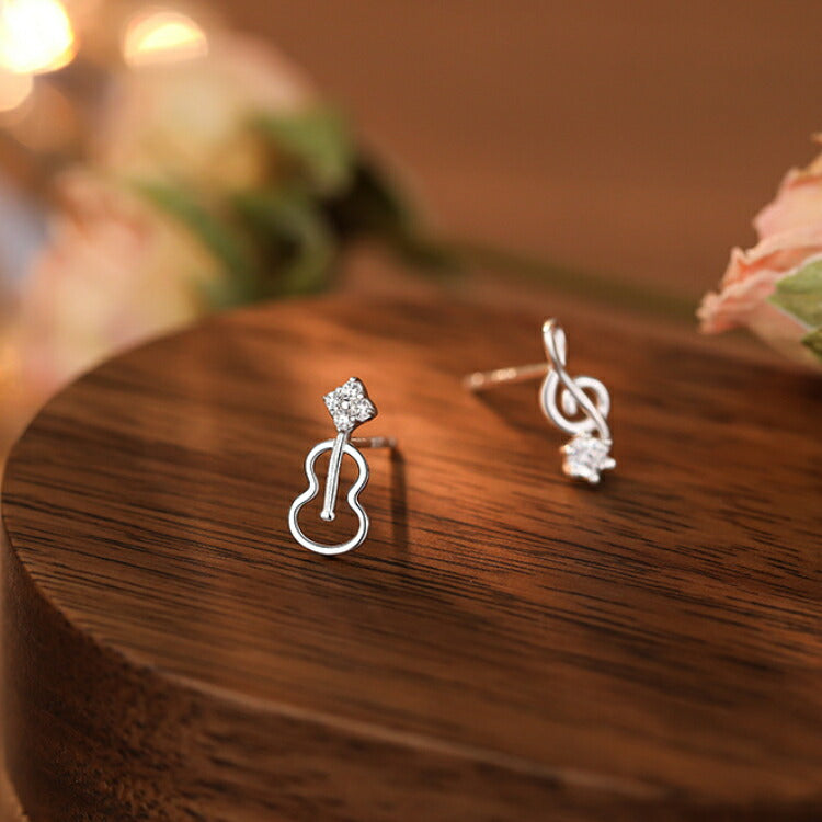 【ヴァイオリンモチーフのシルバーピアス】 シルバー925 ピアス キュービックジルコニア ヴァイオリン ト音記号 バイオリン 音楽 楽器 プレゼント ギフト 発表会 レディース 女性 20G キュービックジルコニア