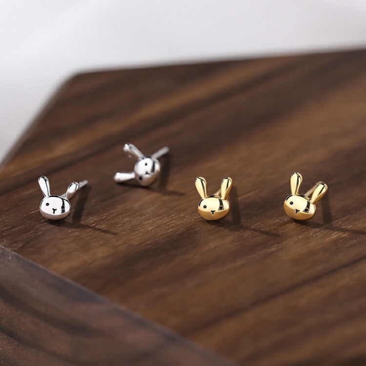 【シルバーのうさぎピアス】 シルバー999 ピアス うさぎ 兎 かわいい 動物 ラビット シルバー ゴールド レディース 女性 20G 金属アレルギー対応