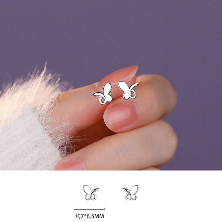 【蝶々のシルバーピアス】 シルバー999 ピアス 蝶々 ちょうちょ 蝶 シルバー シンプル モチーフ かわいい 韓国ファッション シンプルピアス 20G 金属アレルギー対応 レディース 女性