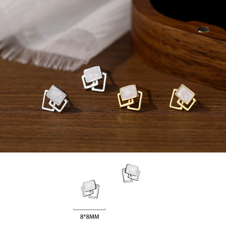 【幾何学的なスクエアピアス】 シルバー925 ピアス シルバー ゴールド スクエア 四角 幾何学的 金属アレルギー対応 レディース メンズ シンプル