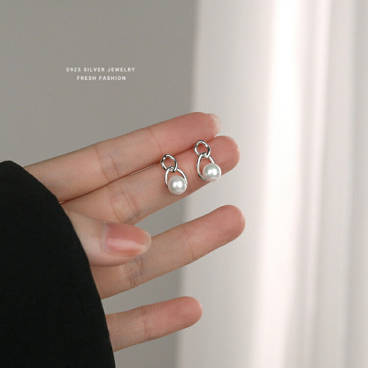 【パールが煌めく揺れるシルバーピアス】 シルバー925 ピアス 淡水パール 大粒 金属アレルギー対応 カジュアル フォーマル レディース 女性 シルバー かわいい