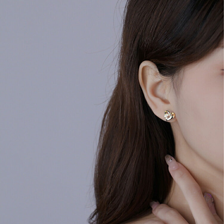 【キュービックジルコニアのハートピアス】 シルバー925 ピアス シルバー ゴールド ハート ガーリー レディース 女性 20G 金属アレルギー対応