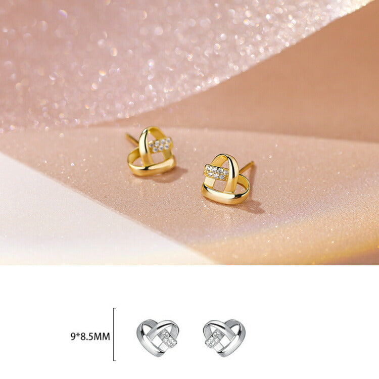 【キュービックジルコニアのハートピアス】 シルバー925 ピアス シルバー ゴールド ハート ガーリー レディース 女性 20G 金属アレルギー対応