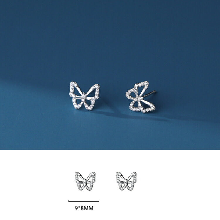 【キュービックジルコニアの蝶々ピアス】 シルバー925 ピアス キュービックジルコニア シンプル 蝶々 蝶 ちょうちょう シルバー かわいい ちょうちょ バタフライ 金属アレルギー対応