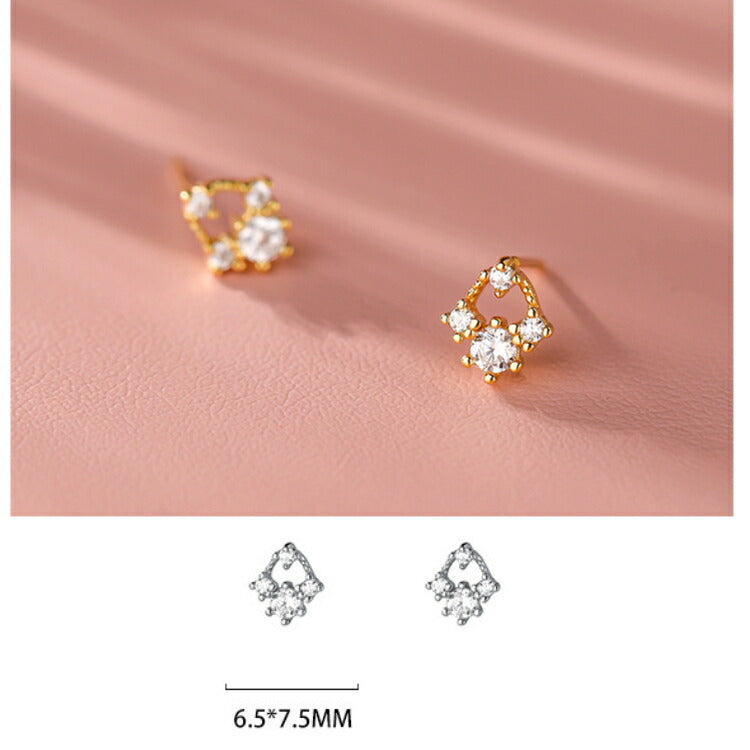 【キュービックジルコニアのデザインピアス】 シルバー925 ピアス スターリングシルバー キュービックジルコニア 金属アレルギー対応 シンプル かわいい 小さい 小さめ レディース 女性