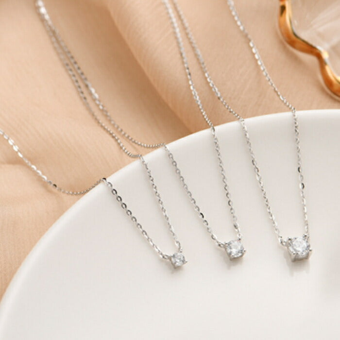 ネックレス レディース シルバー925 Silver925 キュービックジルコニア シルバーネックレス シルバー ゴールド ローズゴールド RYS 送料無料 ギフト 誕生日 プレゼント バレンタイン 彼女 妻